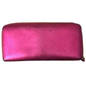 Marc Jacobs hot pink metallic zip wallet fits most iPhones